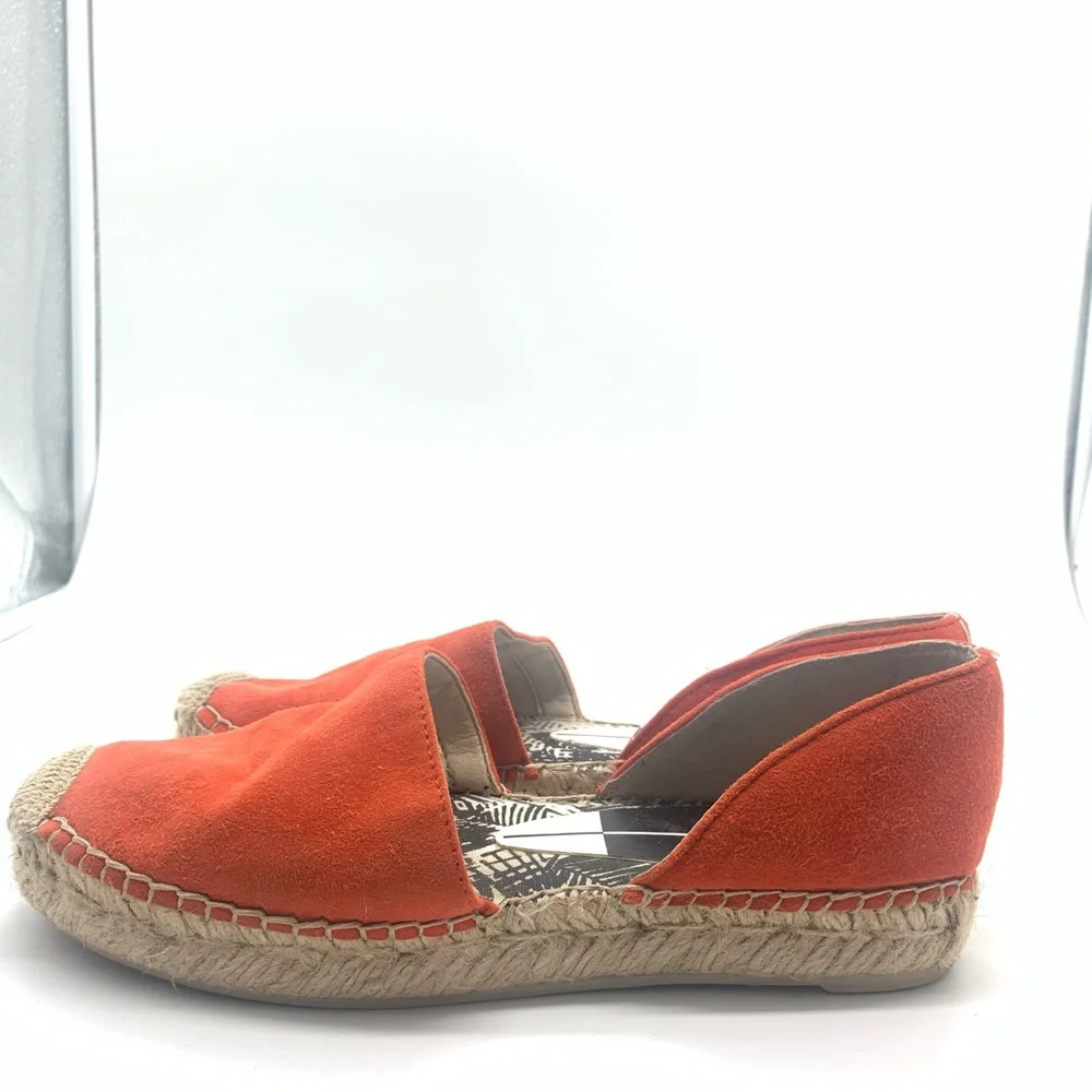 SH2 Dolce Vita Orange Suede Espadrille Flats Dorsay Slip On Shoes Womens 6.5